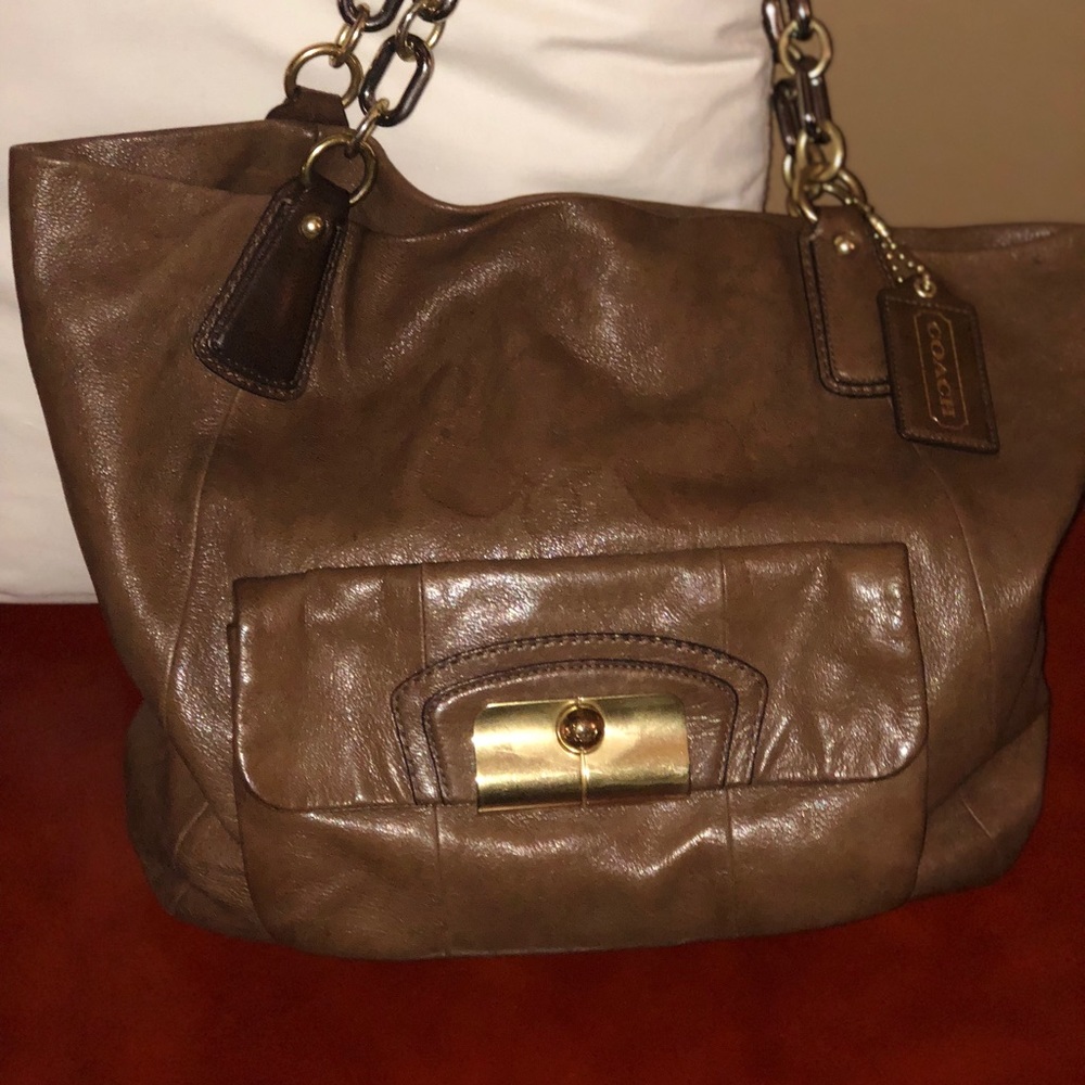 Coach All leather Tote Bag